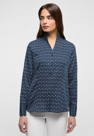 ETERNA REGULAR FIT Langarm Bluse - Ocean Dot Navy - 7199-18-D266