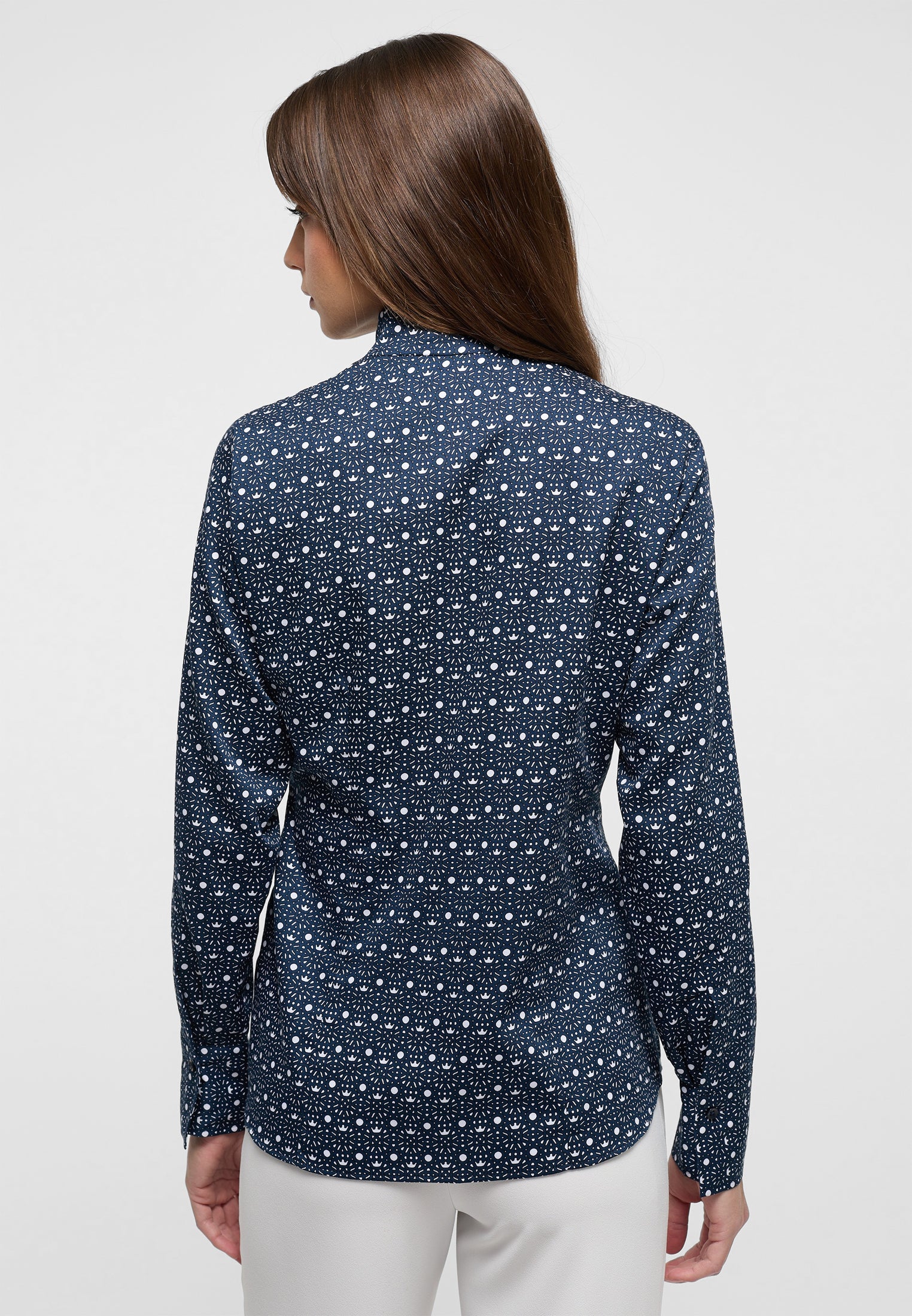 ETERNA REGULAR FIT Langarm Bluse - Ocean Dot Navy - 7199-18-D266 von Eterna
