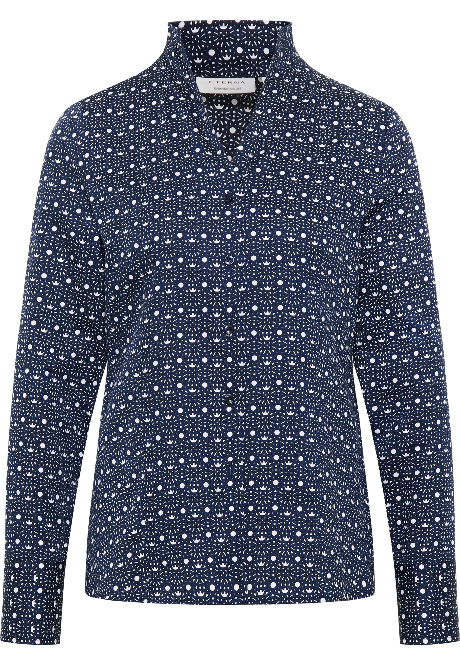 ETERNA REGULAR FIT Langarm Bluse - Ocean Dot Navy - 7199-18-D266