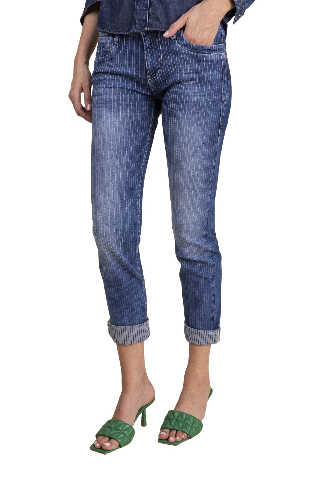 BLUE FIRE Nancy Slim-Fit Jeans - Pinstripe Dusk Indigo - 1001.2258