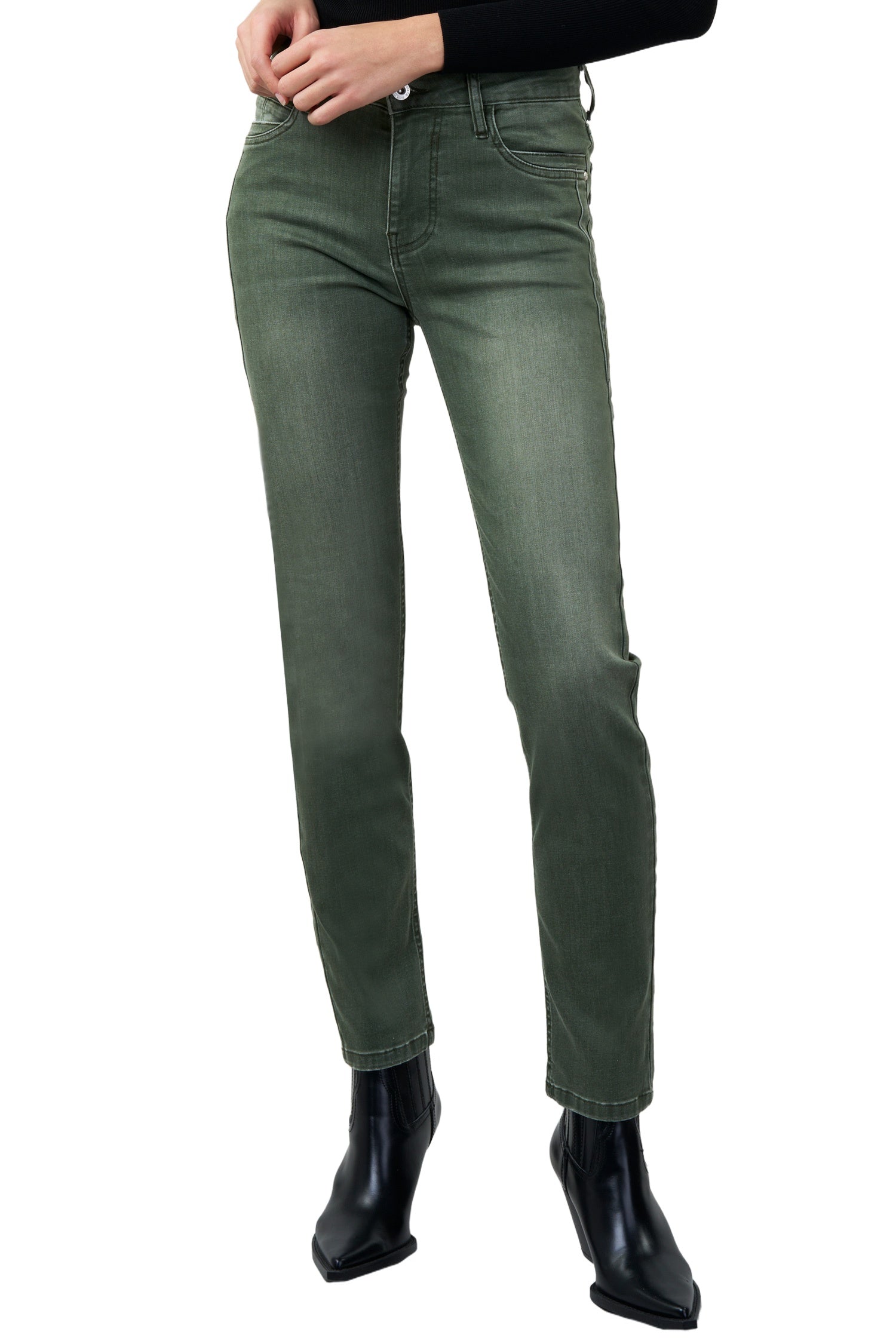 BLUE FIRE Nancy Slim-Jeans - Moss Olive - 1001.4189