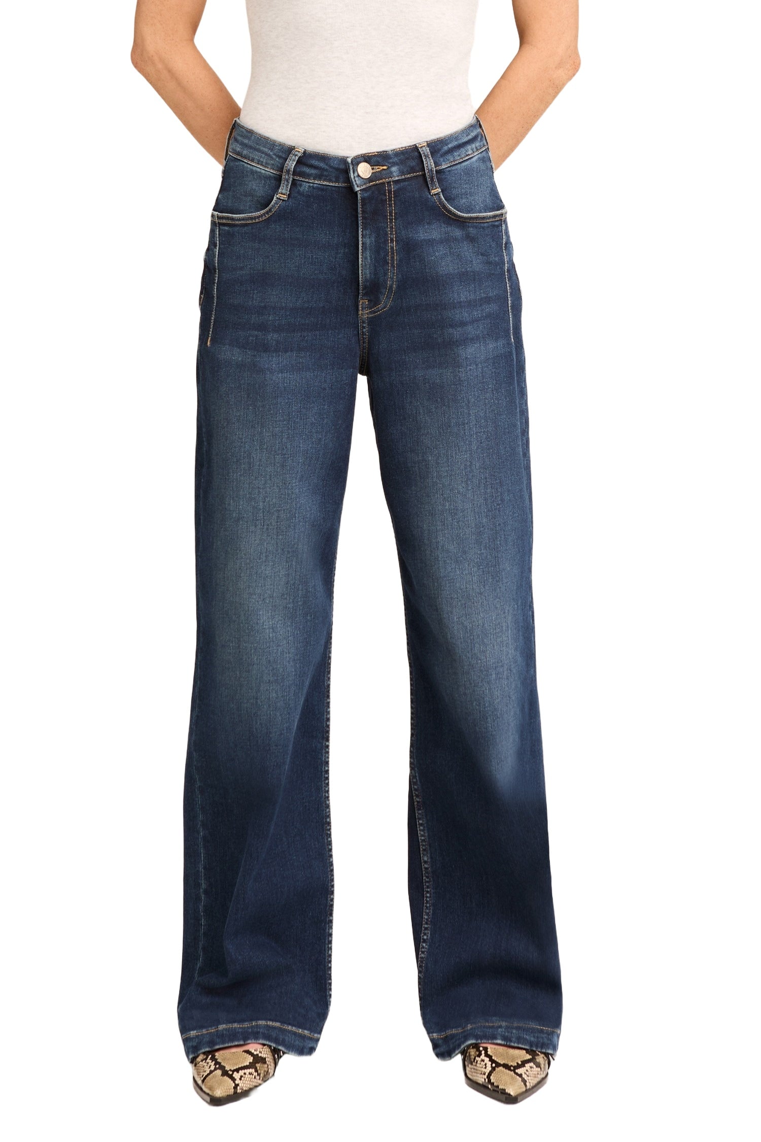BLUE FIRE Judy Wide Leg Jeans - Deep Atlantic Indigo - 1156.266