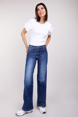 BLUE FIRE Judy Wide-Leg Jeans - Sunwashed Cobalt - 1156.242