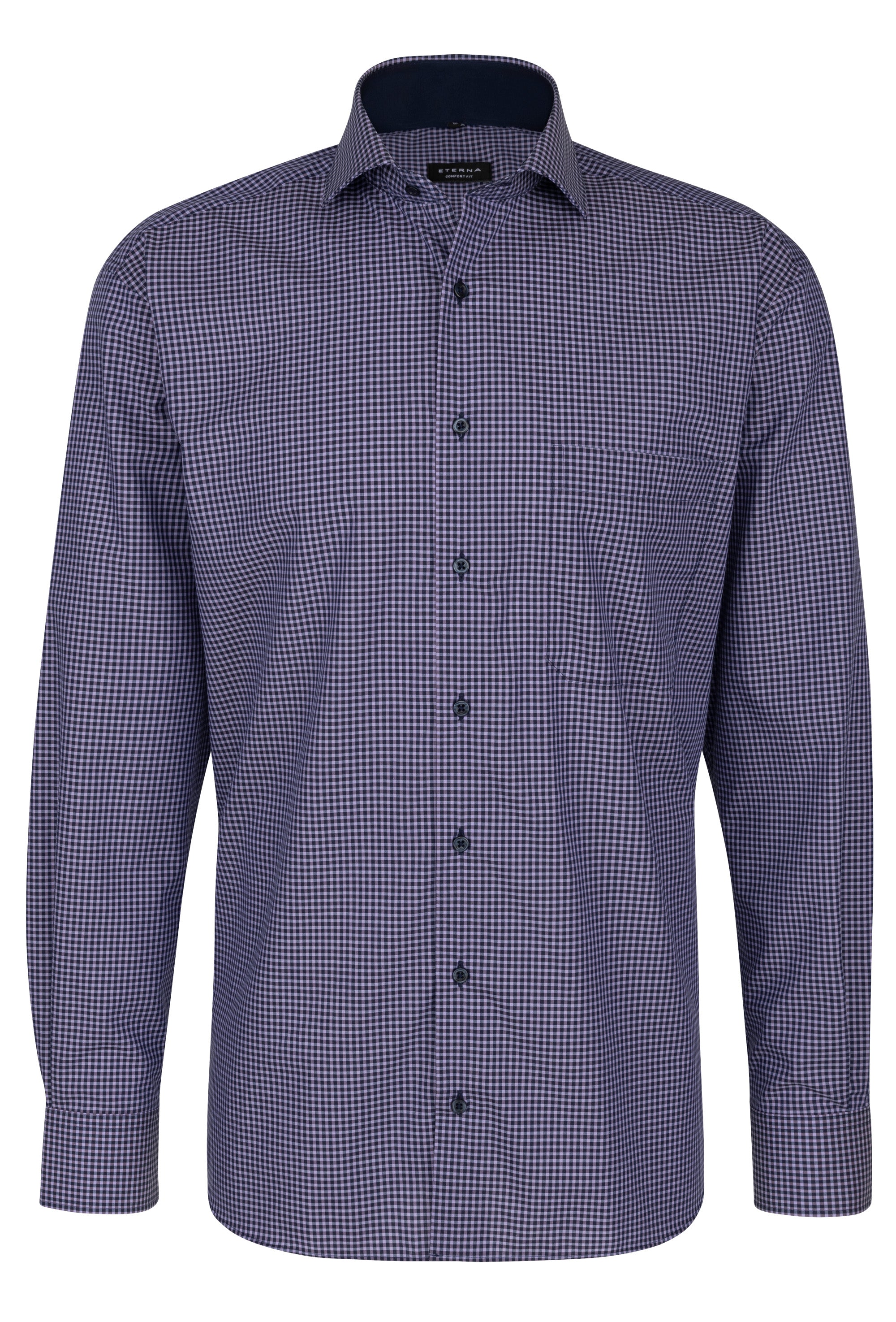 ETERNA COMFORT FIT Langarm Hemd - Violet Gingham Night - 8913-98-E14V