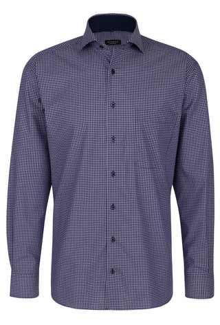 ETERNA COMFORT FIT Langarm Hemd - Violet Gingham Night - 8913-98-E14V