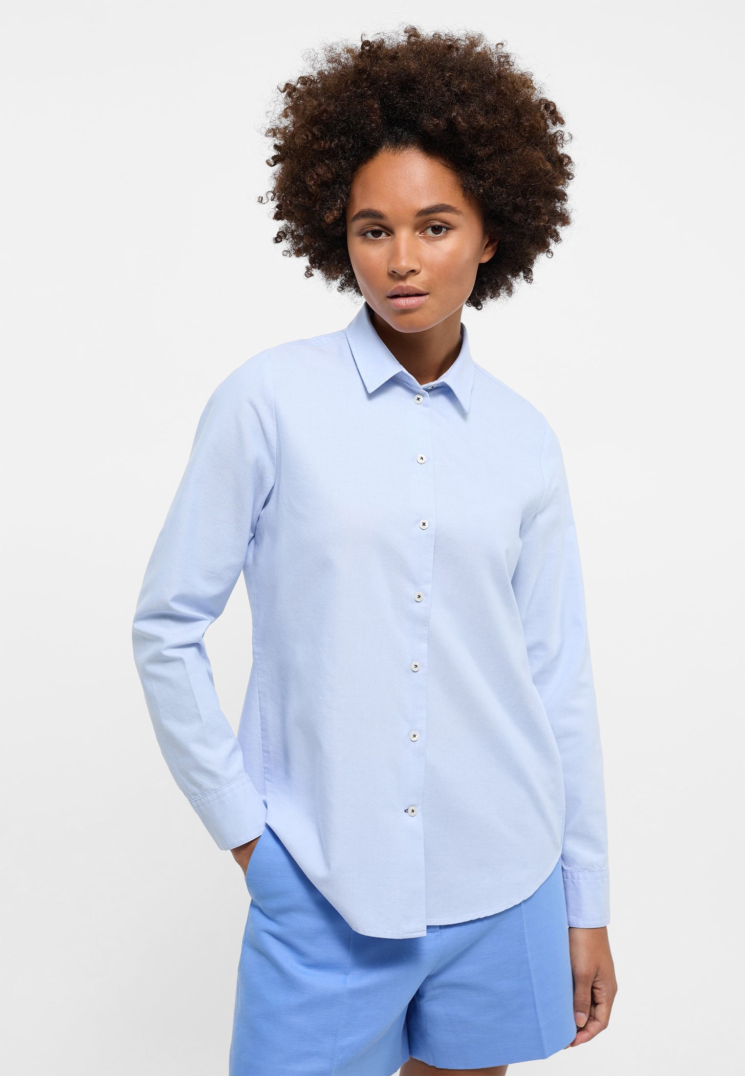 ETERNA REGULAR FIT Langarm Bluse - Light Shore Oxford Blue - 5124-12-D935 von Eterna