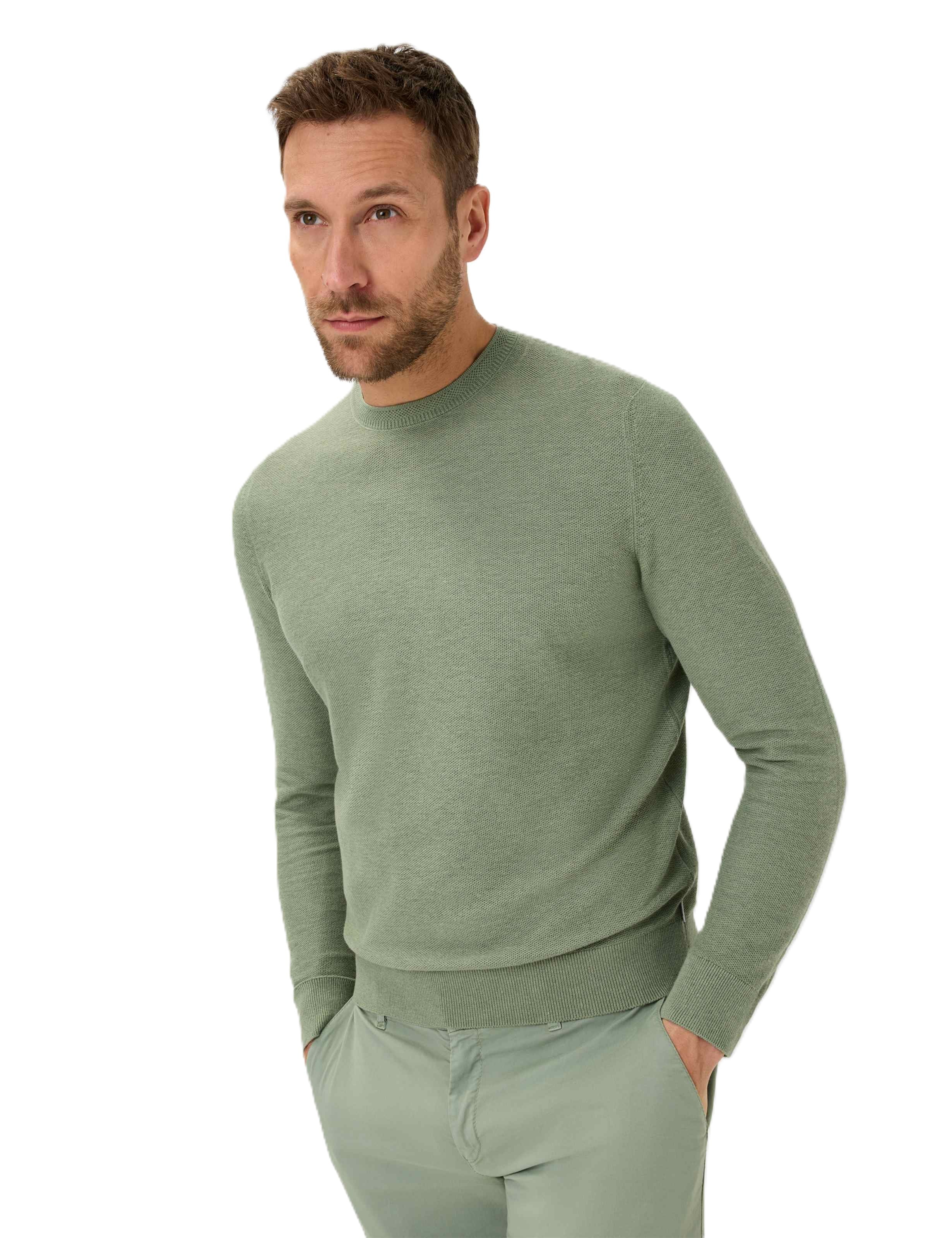 BRAX RICK Strickpullover Rundhals - Sage Canvas Green - 70126800 26-4108-36