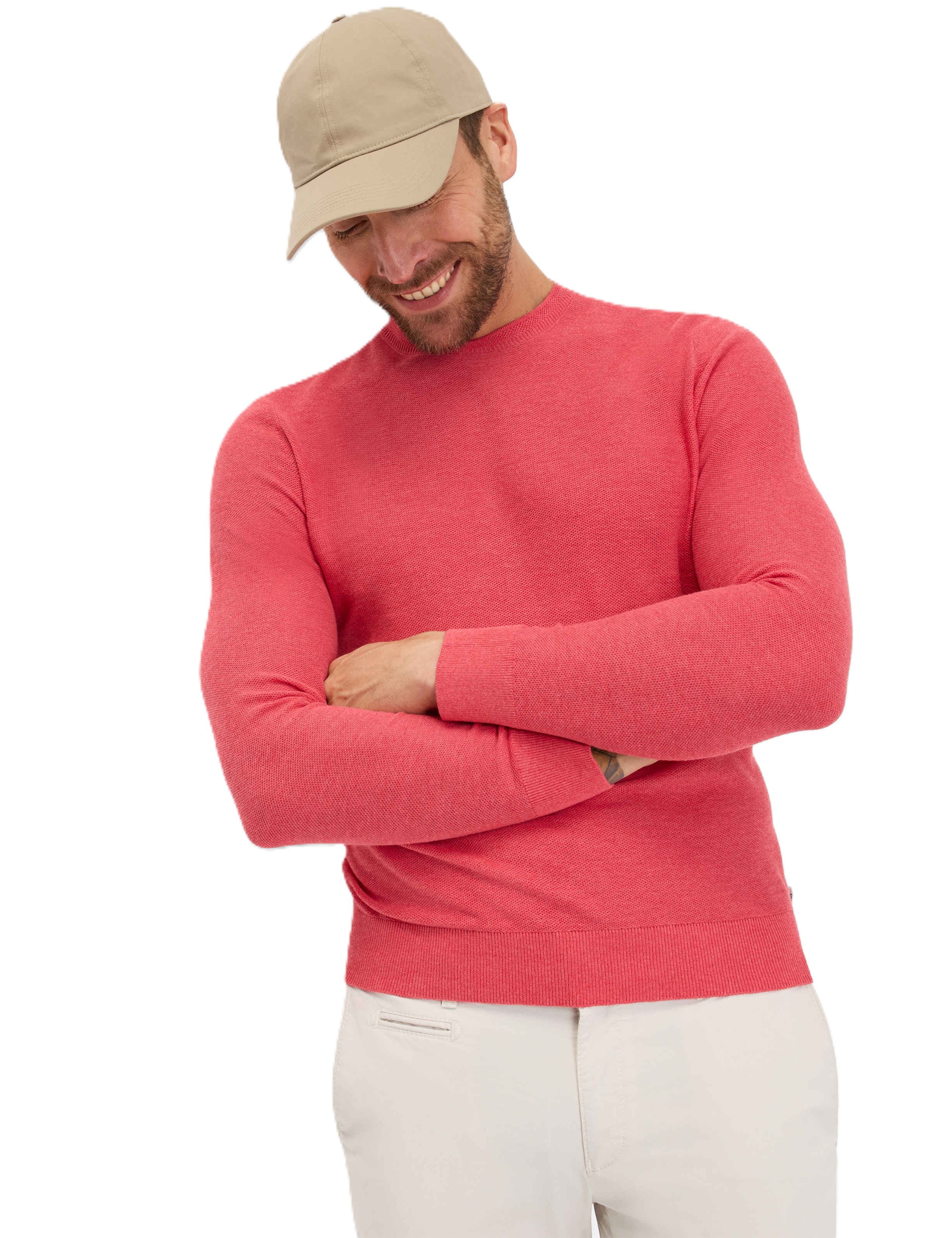 BRAX RICK Strickpullover Rundhals - Sunset Coral Red - 70126800 26-4108-45