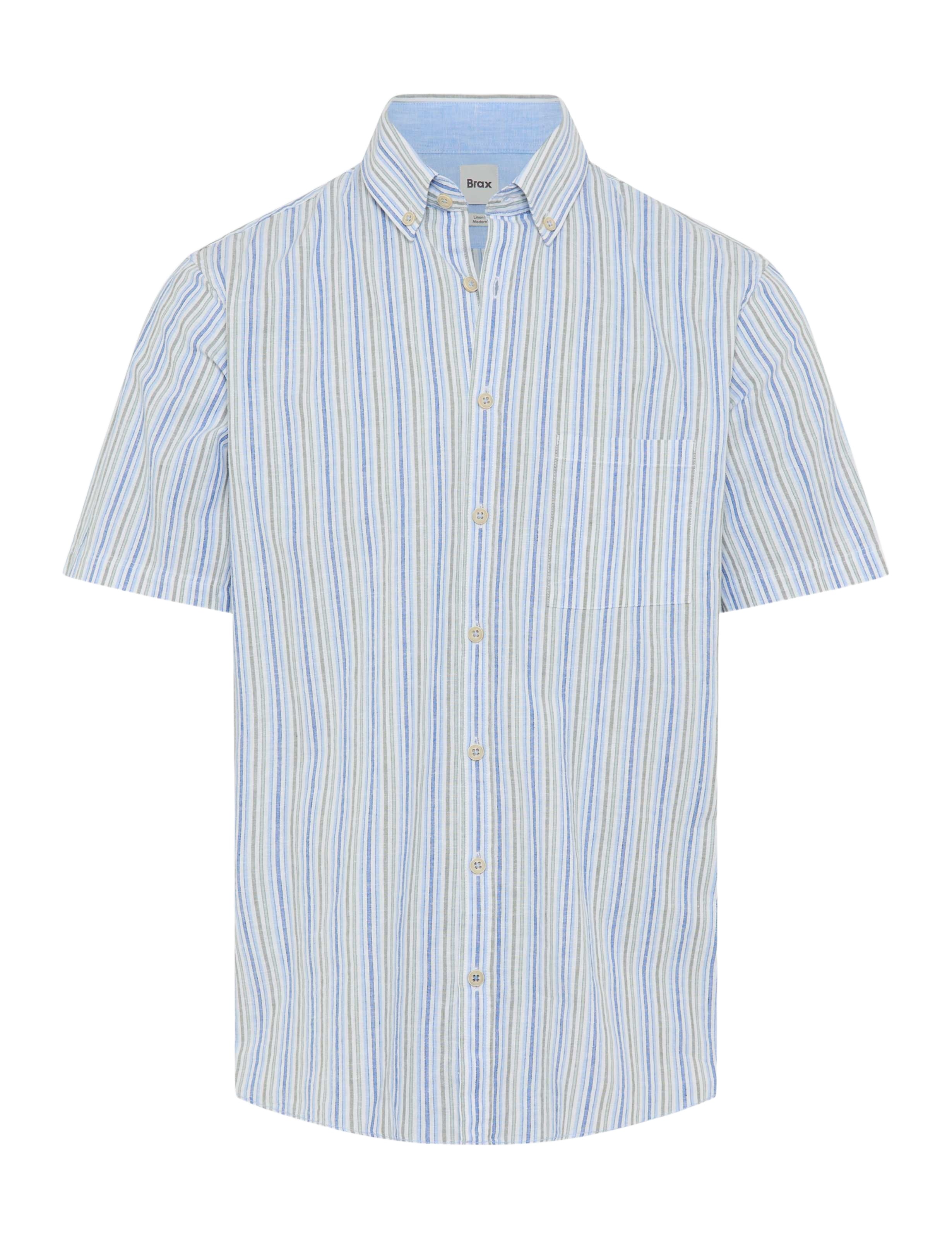 BRAX DAN S Kurzarm Hemd - Coastal Mint Stripes - 74410700 46-3818-36