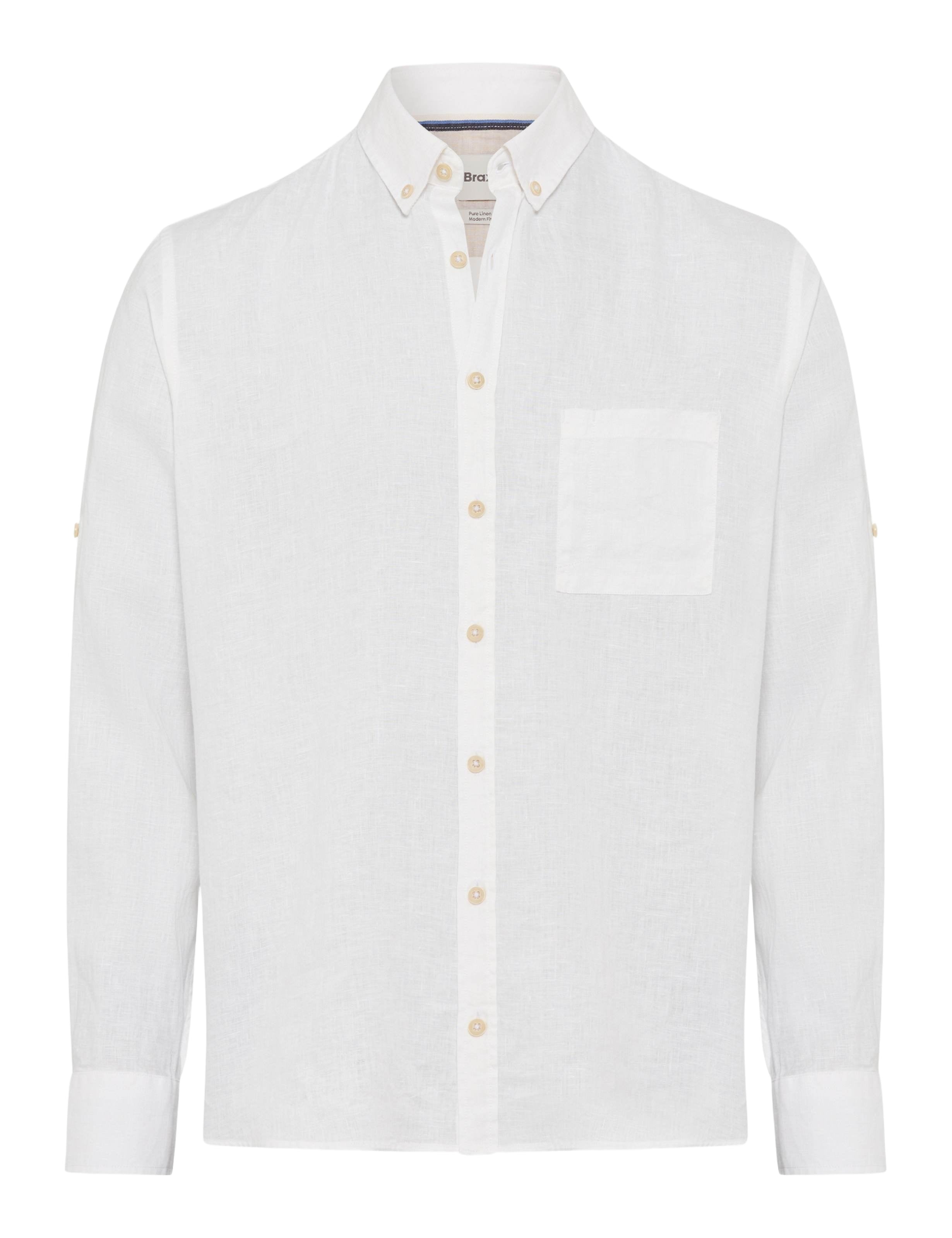 BRAX Dirk U Langarm Hemd - Ivory Linen Mist - 74411900 41-3508-99