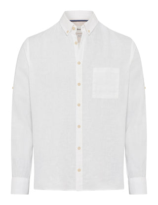 BRAX Dirk U Langarm Hemd - Ivory Linen Mist - 74411900 41-3508-99