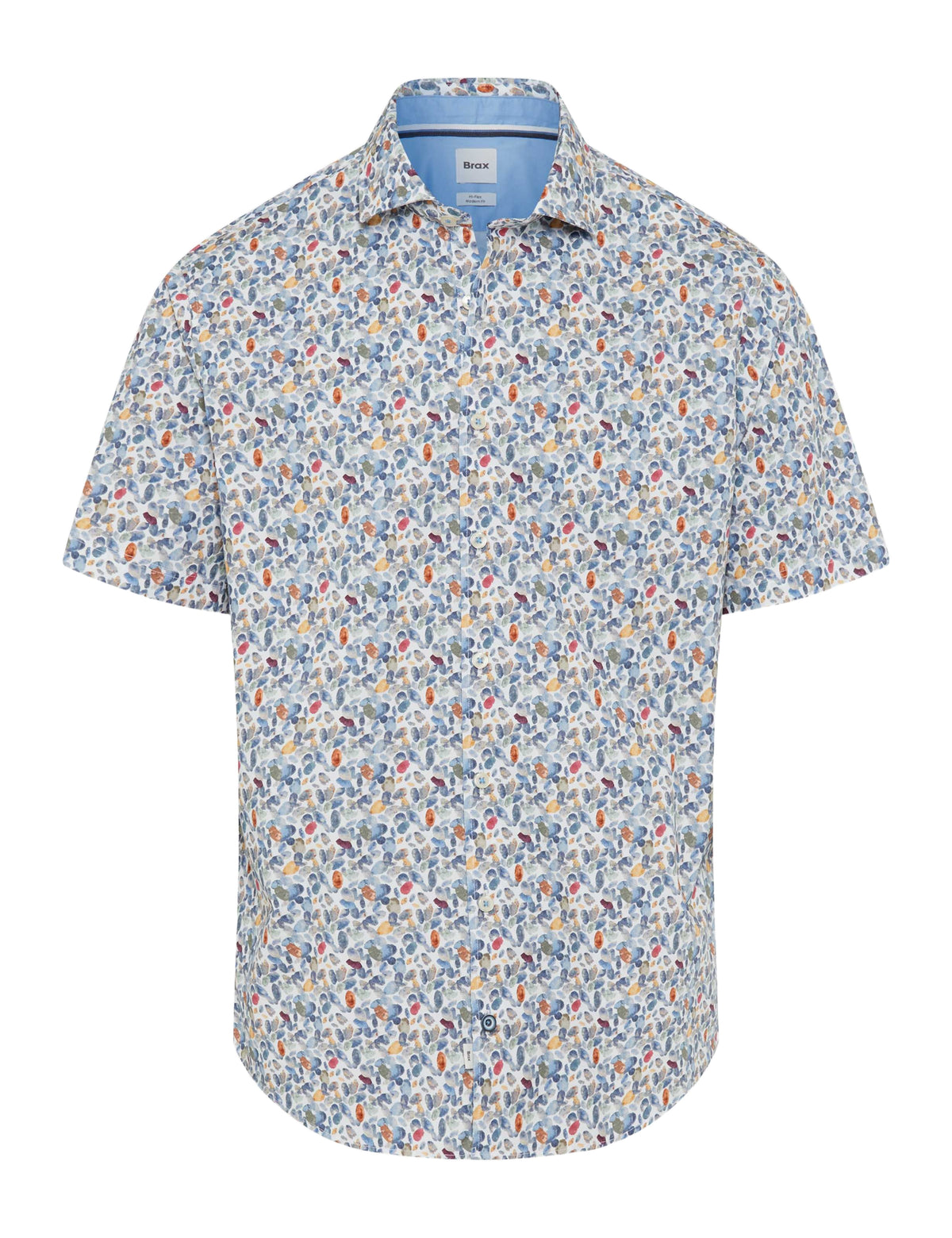 BRAX Hardy P Kurzarm Hemd - Riviera Speckled Blue - 74420600 46-3148-24