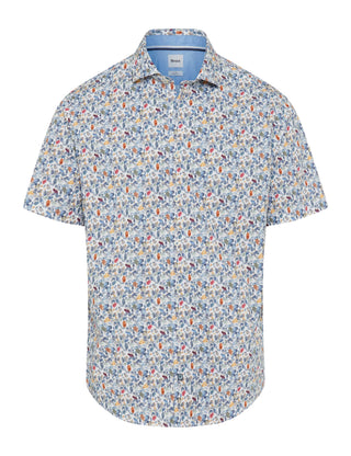 BRAX Hardy P Kurzarm Hemd - Riviera Speckled Blue - 74420600 46-3148-24