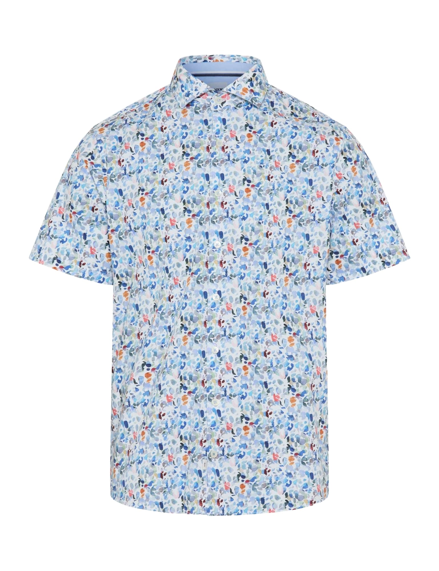 BRAX Hardy Kurzarmhemd - Speckled Shorelight Blue - 74421000 74-0044-25