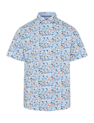 BRAX Hardy Kurzarmhemd - Speckled Shorelight Blue - 74421000 74-0044-25