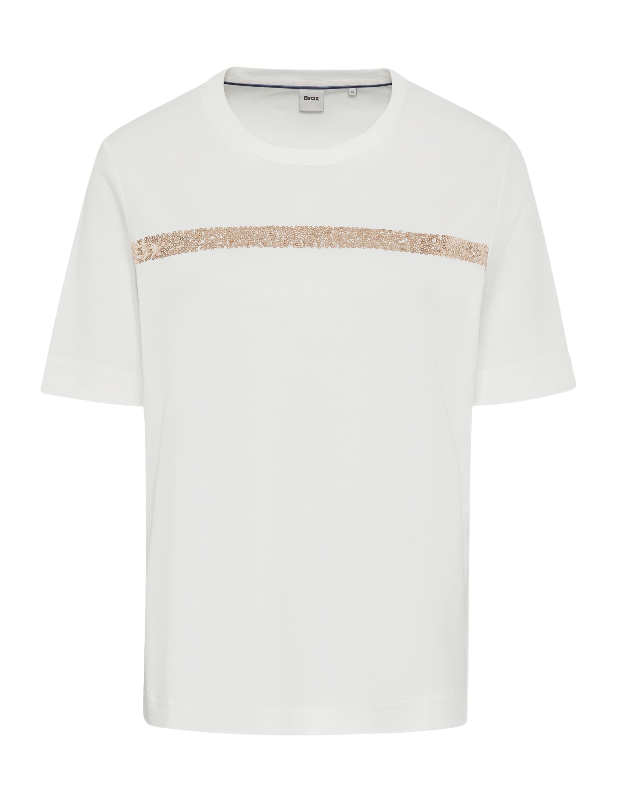 BRAX CIRA Kurzarm T-Shirt - Champagne Stripe Sparkle - 90639700 36-5858-98