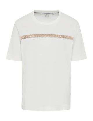 BRAX CIRA Kurzarm T-Shirt - Champagne Stripe Sparkle - 90639700 36-5858-98