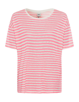 BRAX Candice Kurzarm T-Shirt - Coral Whisper Stripes - 90644700 36-7288-80