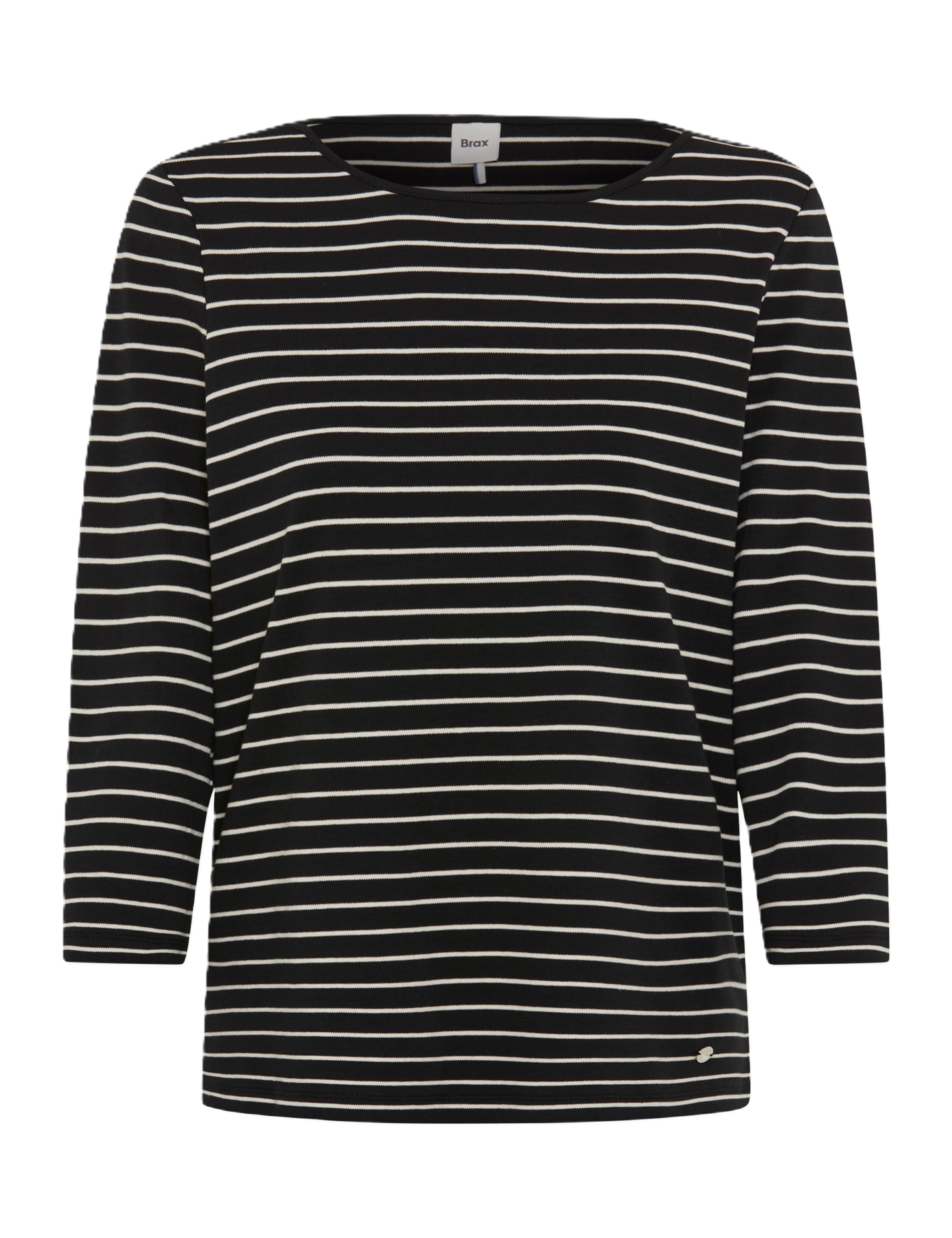 BRAX CIRA.M 3/4-Arm Shirt - Ivory Noir Stripe - 90651300 37-5868-02