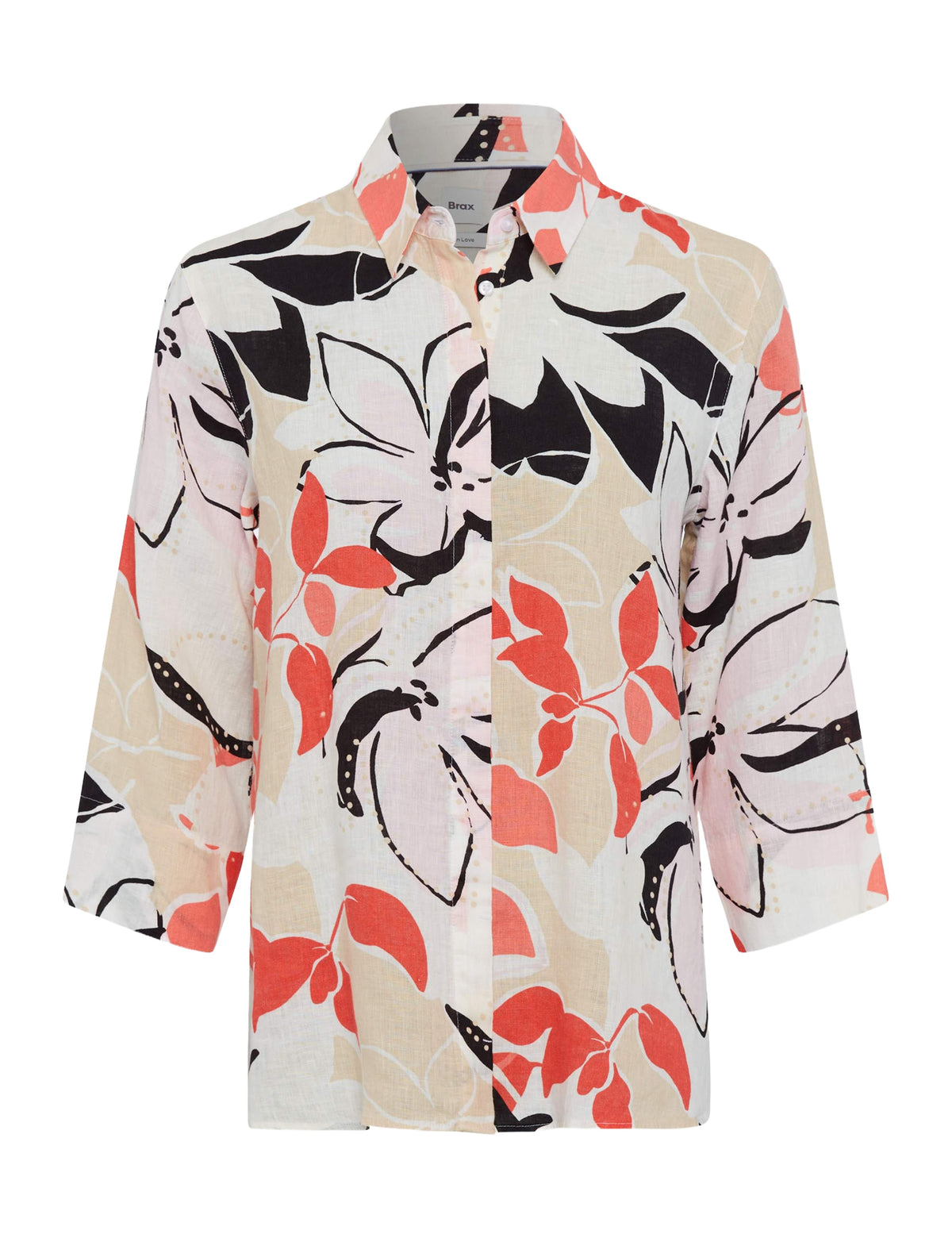 BRAX VICKI 3/4 Bluse - Coral Watercolor Cream - 94120200 41-7648-45