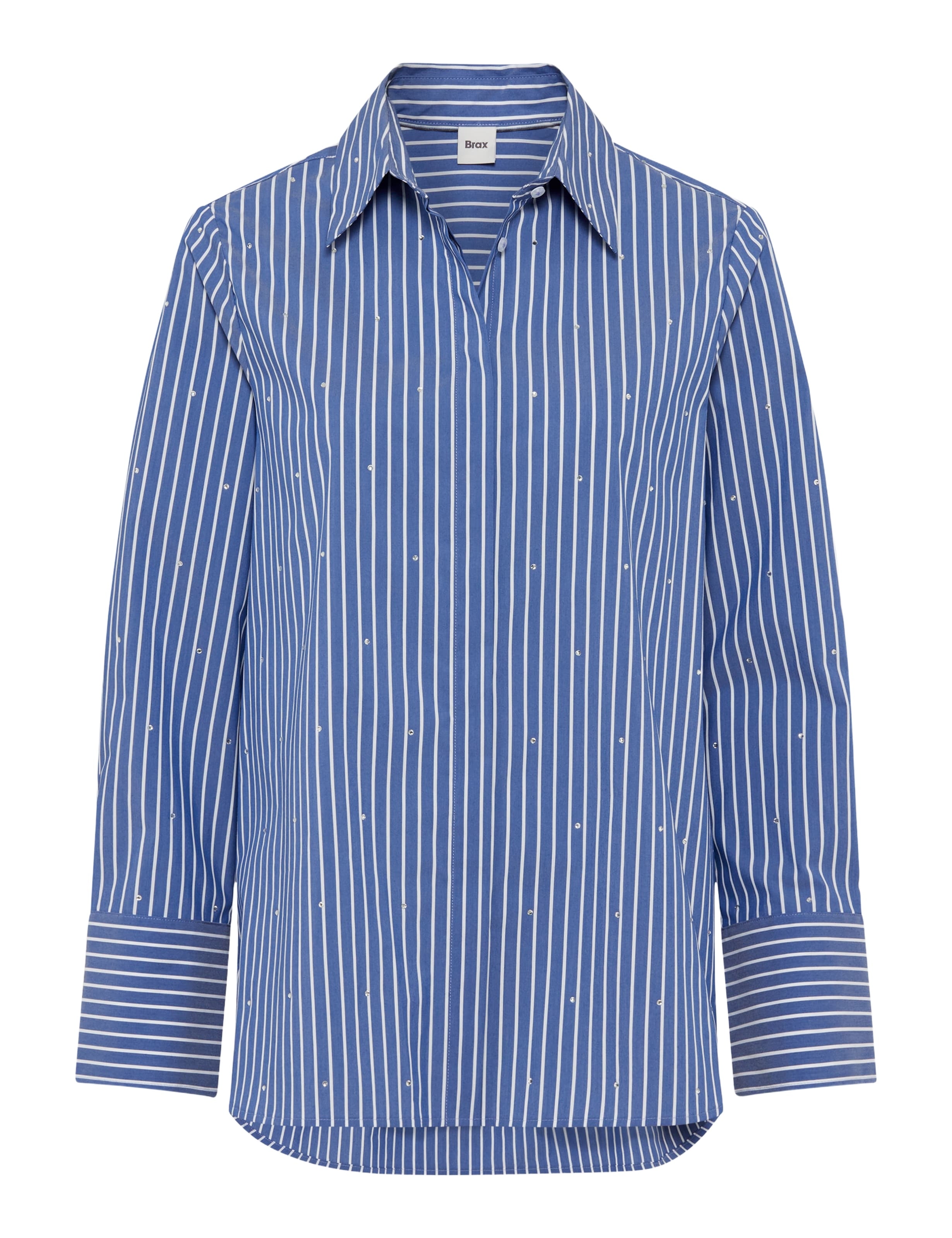 BRAX VIKI Langarm Bluse - Coastal Pinstripe Navy - 94122300 47-5708-22