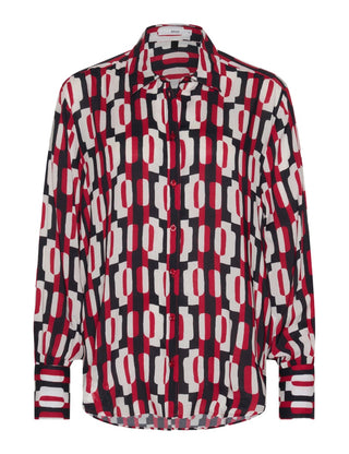 BRAX VIC Langarm Bluse - Red Tango Mix - 94126000 45-8638-42