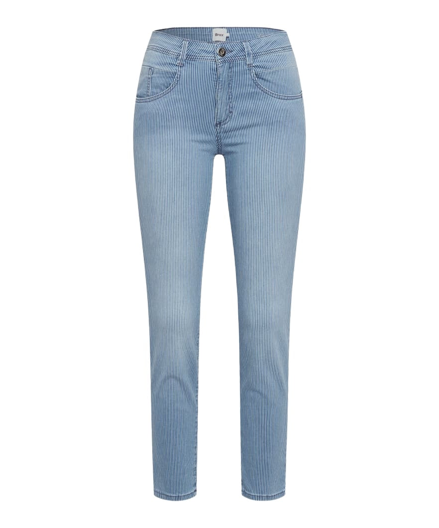 BRAX Shakira S 7/8 Jeans - Seaglass Pinstripe Blue - 9933720 71-7918-29