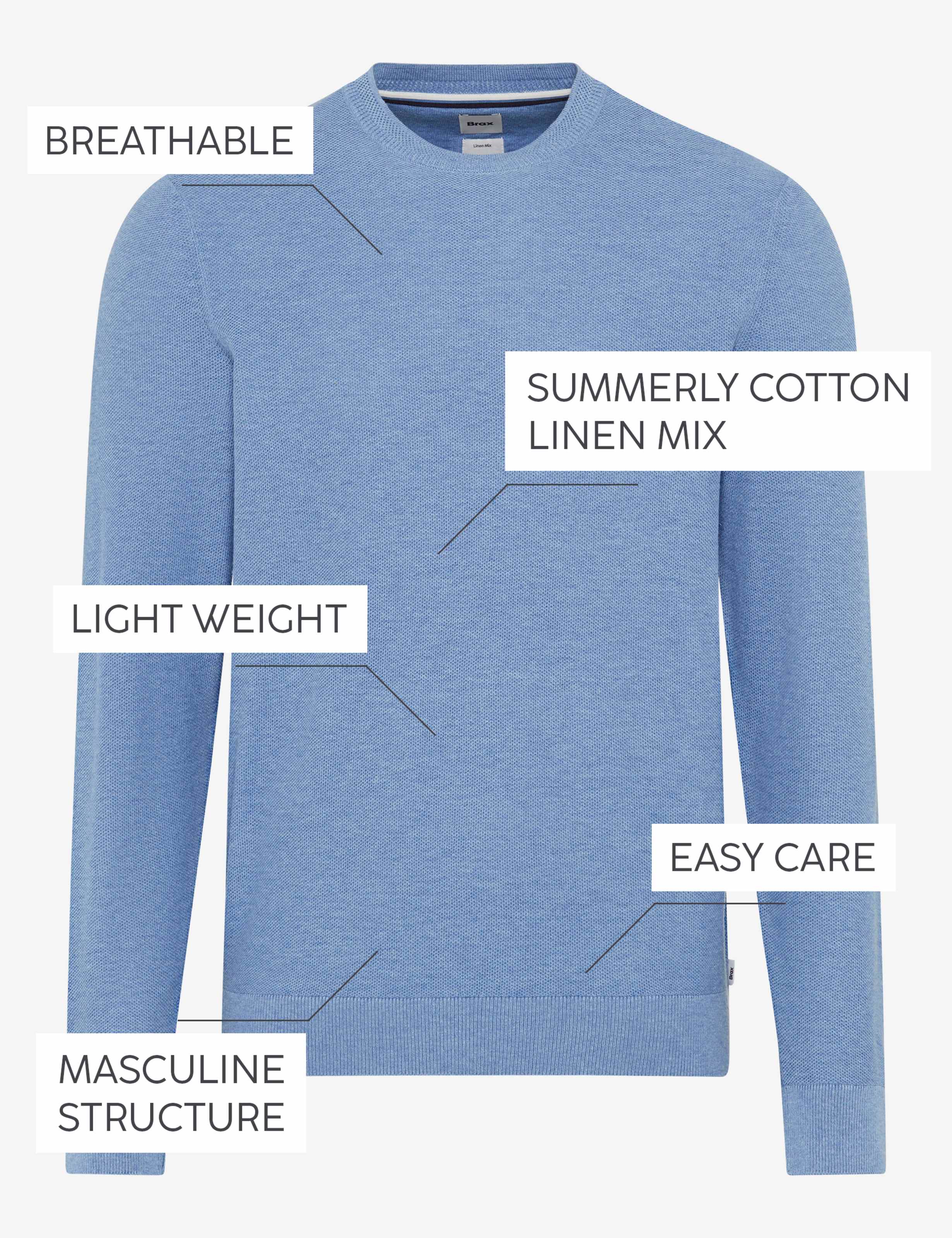 BRAX RICK Strickpullover Rundhals - Sky Harbor Blue - 70126800 26-4108-16
