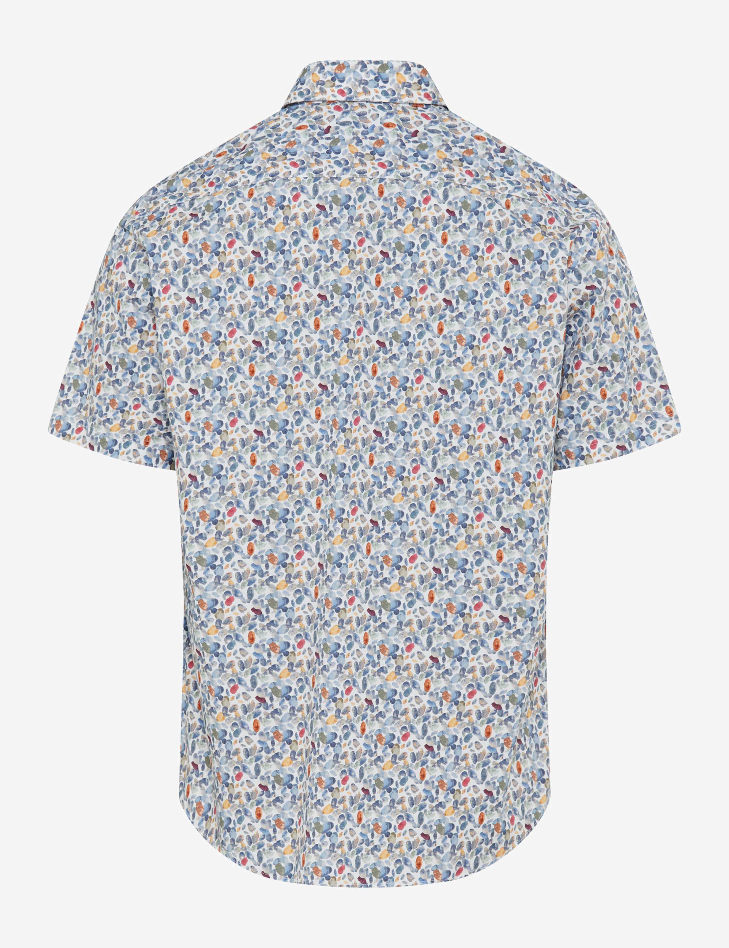 BRAX Hardy P Kurzarm Hemd - Riviera Speckled Blue - 74420600 46-3148-24