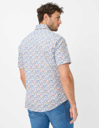 BRAX Hardy P Kurzarm Hemd - Riviera Speckled Blue - 74420600 46-3148-24
