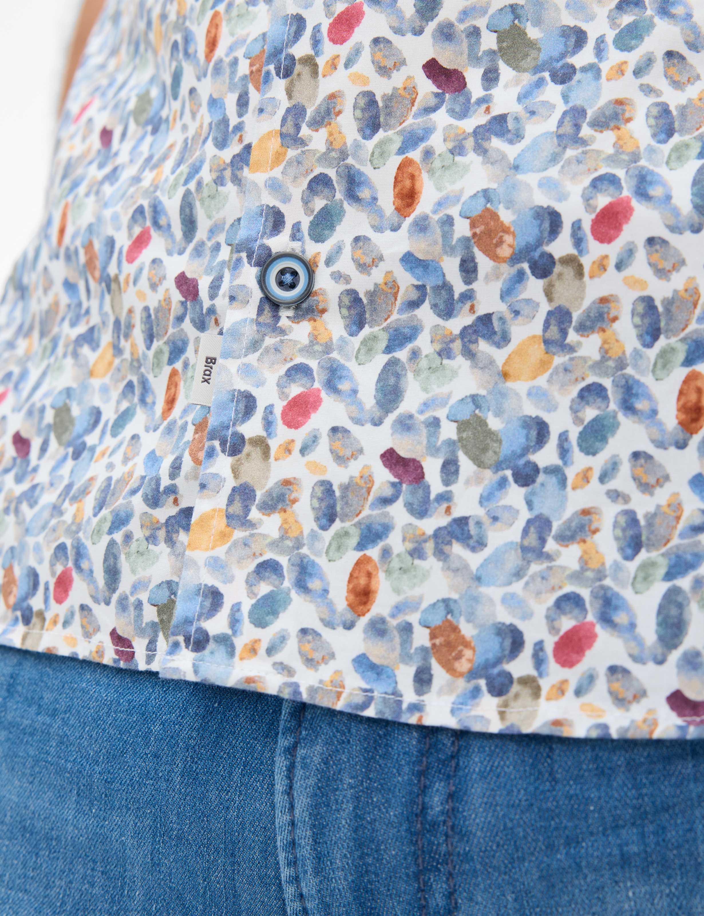 BRAX Hardy P Kurzarm Hemd - Riviera Speckled Blue - 74420600 46-3148-24 von BRAX