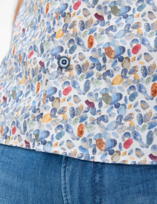 BRAX Hardy P Kurzarm Hemd - Riviera Speckled Blue - 74420600 46-3148-24