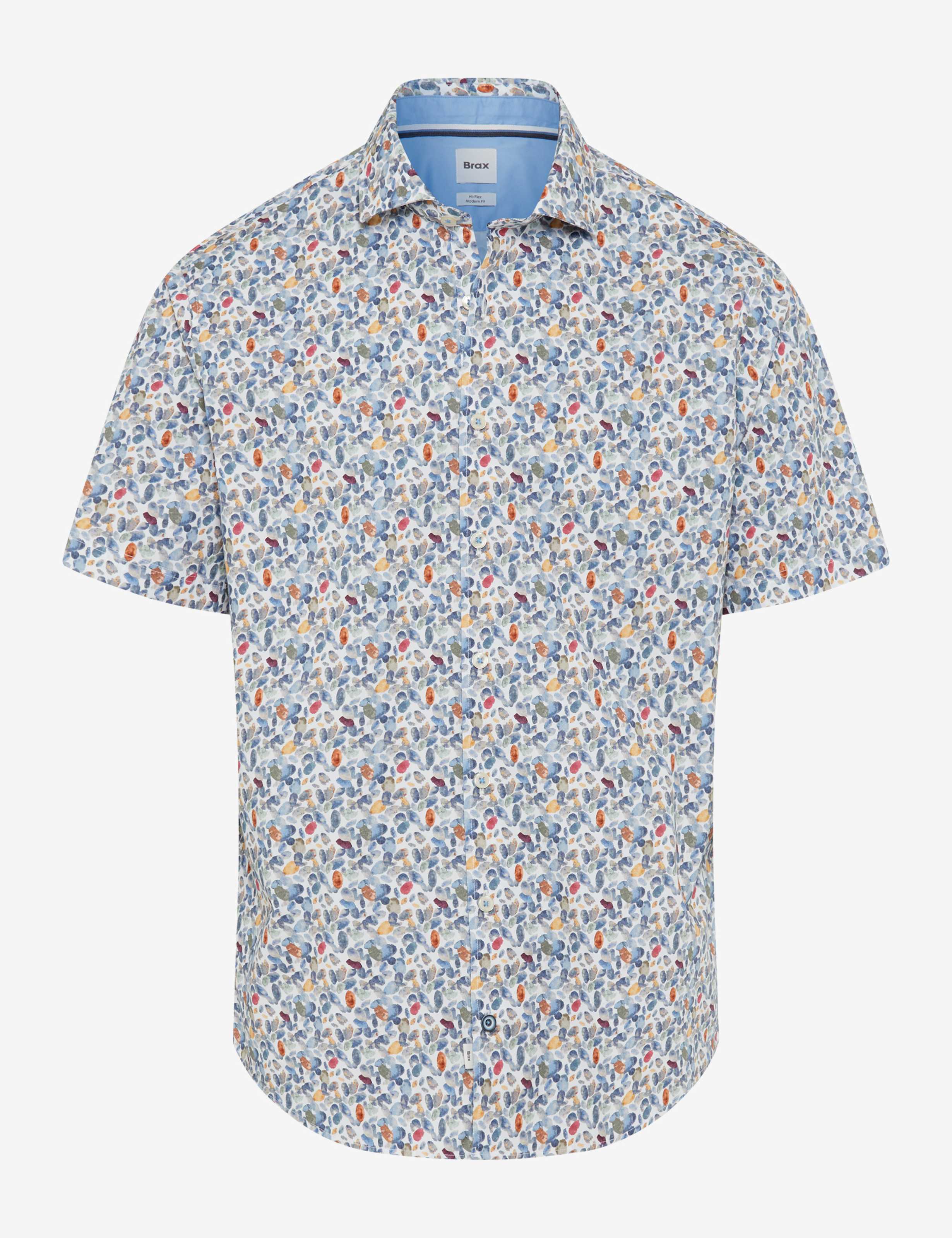 BRAX Hardy P Kurzarm Hemd - Riviera Speckled Blue - 74420600 46-3148-24