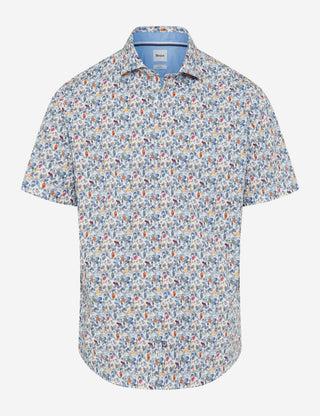 BRAX Hardy P Kurzarm Hemd - Riviera Speckled Blue - 74420600 46-3148-24