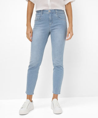 BRAX Shakira S 7/8 Jeans - Seaglass Pinstripe Blue - 9933720 71-7918-29