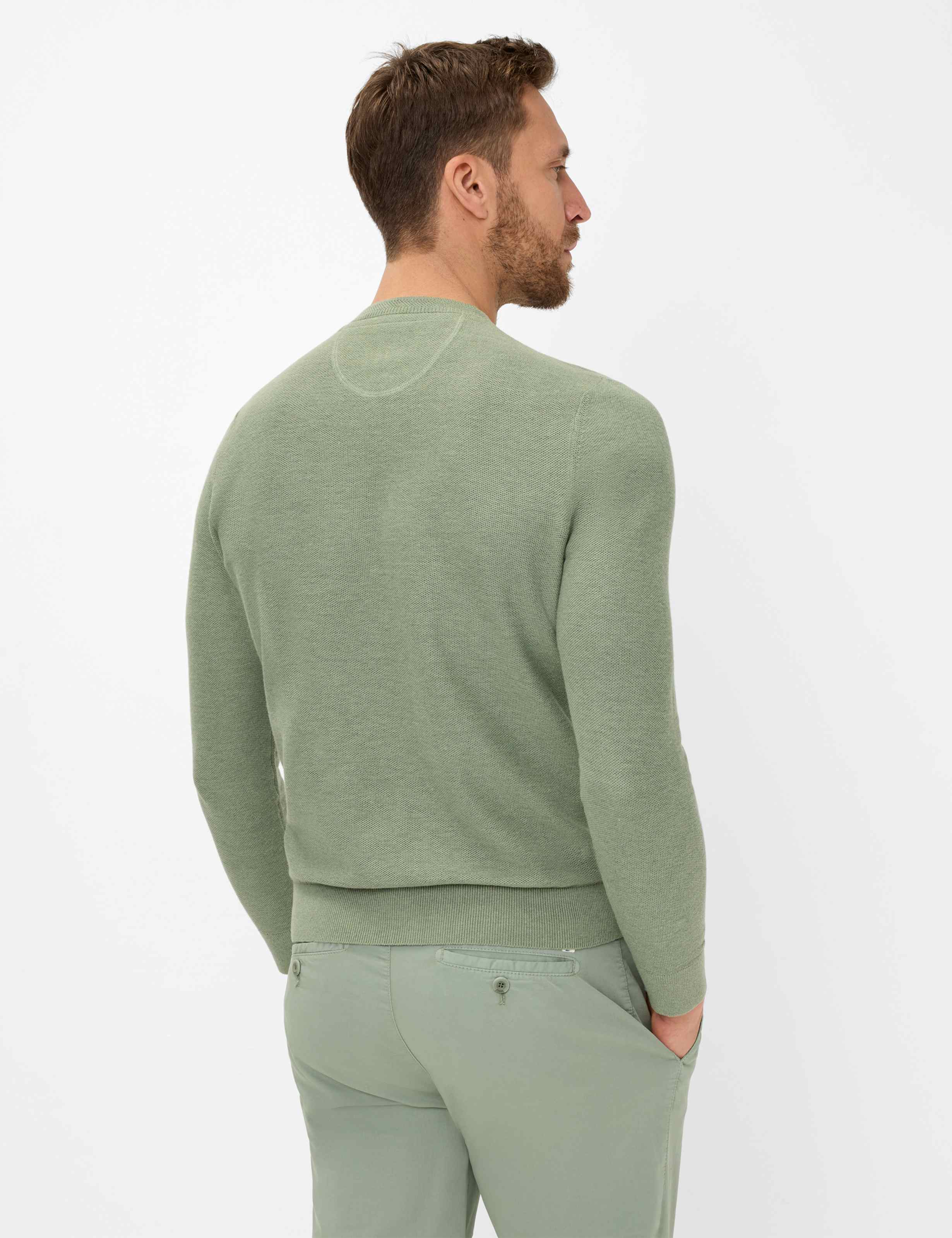 BRAX RICK Strickpullover Rundhals - Sage Canvas Green - 70126800 26-4108-36 von BRAX
