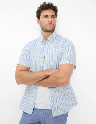 BRAX DAN S Kurzarm Hemd - Coastal Mint Stripes - 74410700 46-3818-36