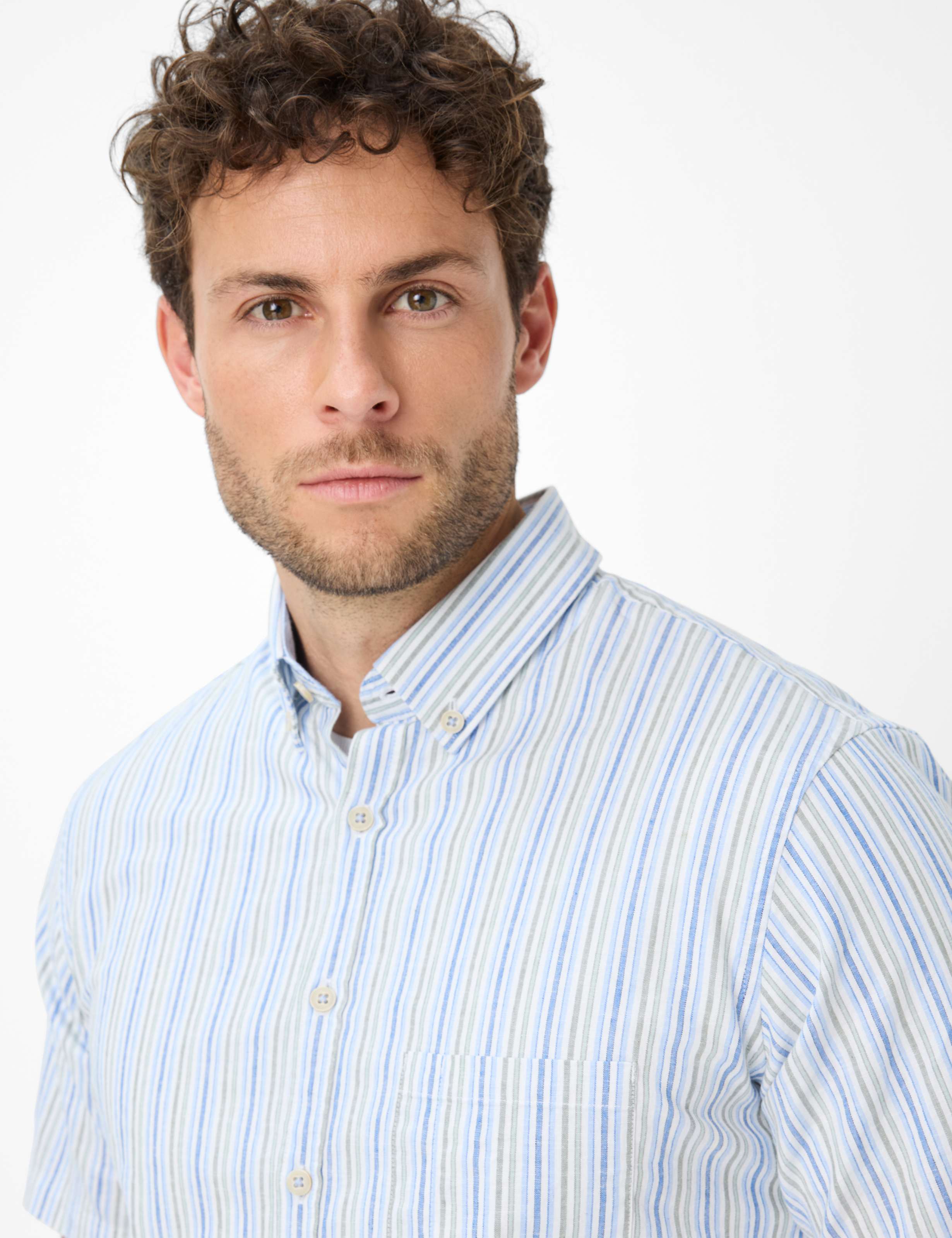 BRAX DAN S Kurzarm Hemd - Coastal Mint Stripes - 74410700 46-3818-36 von BRAX