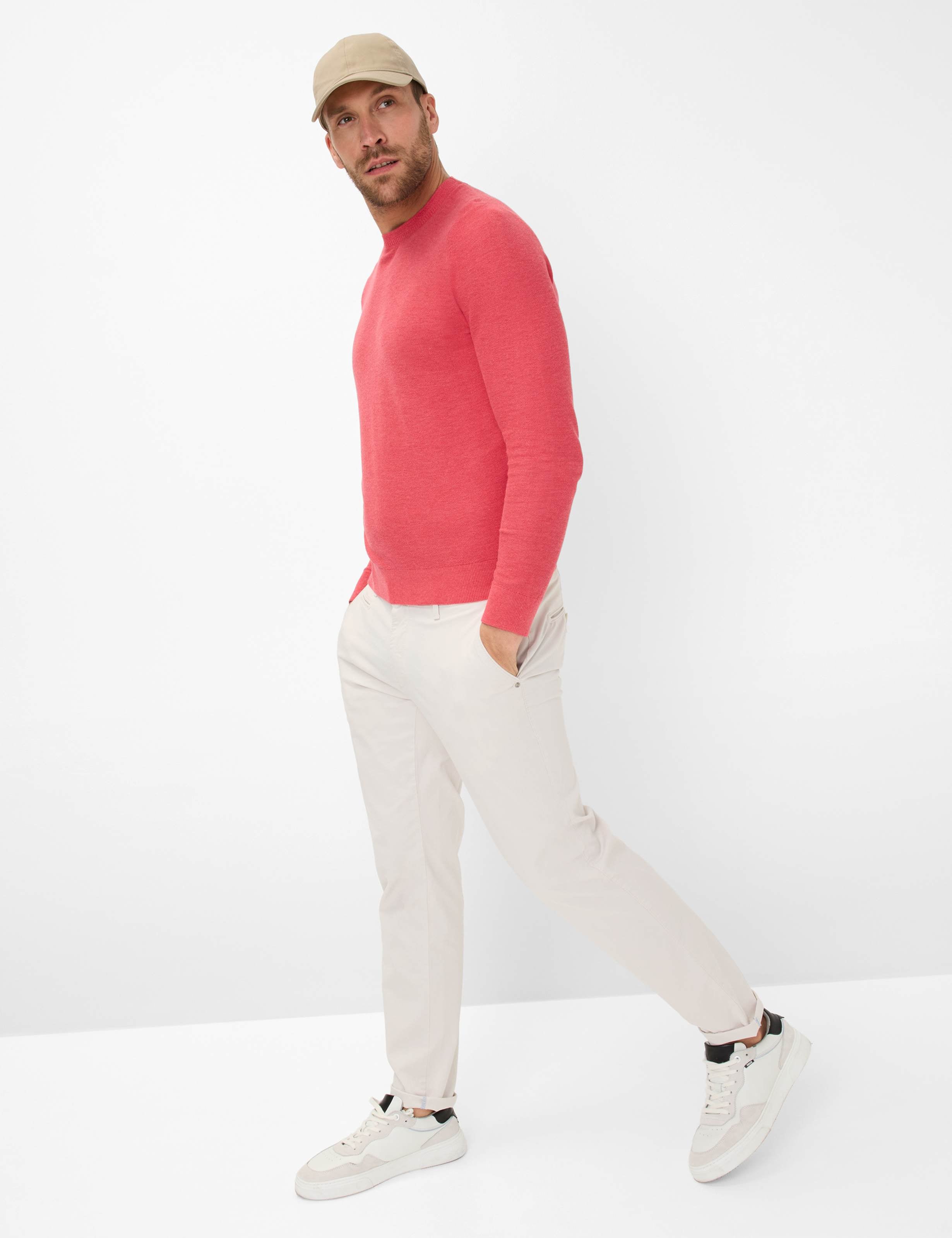 BRAX RICK Strickpullover Rundhals - Sunset Coral Red - 70126800 26-4108-45 von BRAX