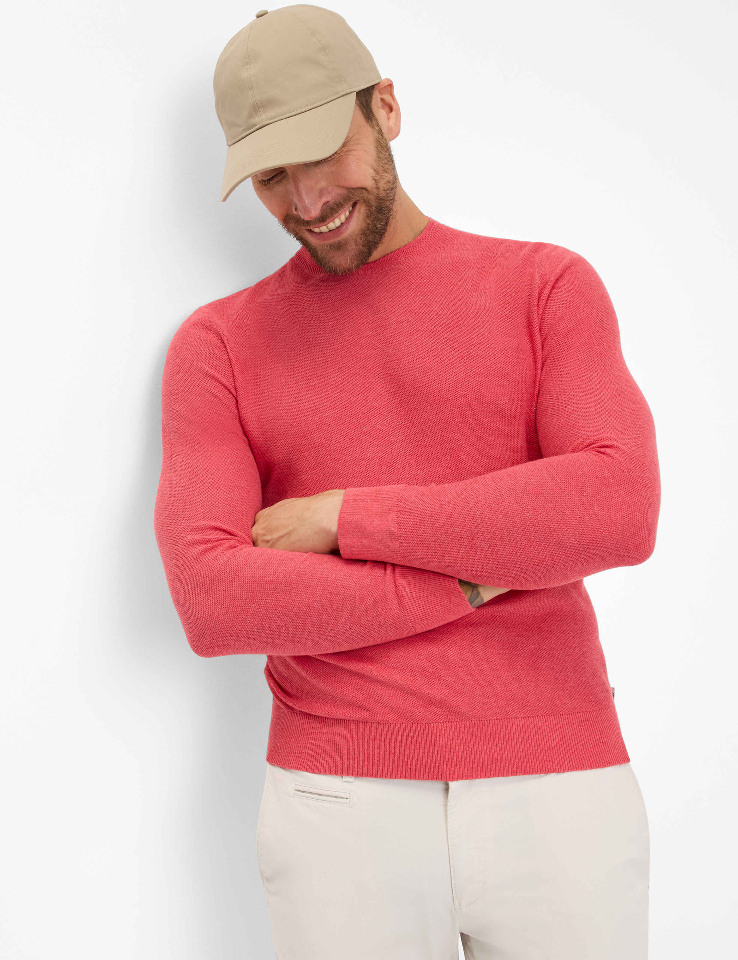 BRAX RICK Strickpullover Rundhals - Sunset Coral Red - 70126800 26-4108-45