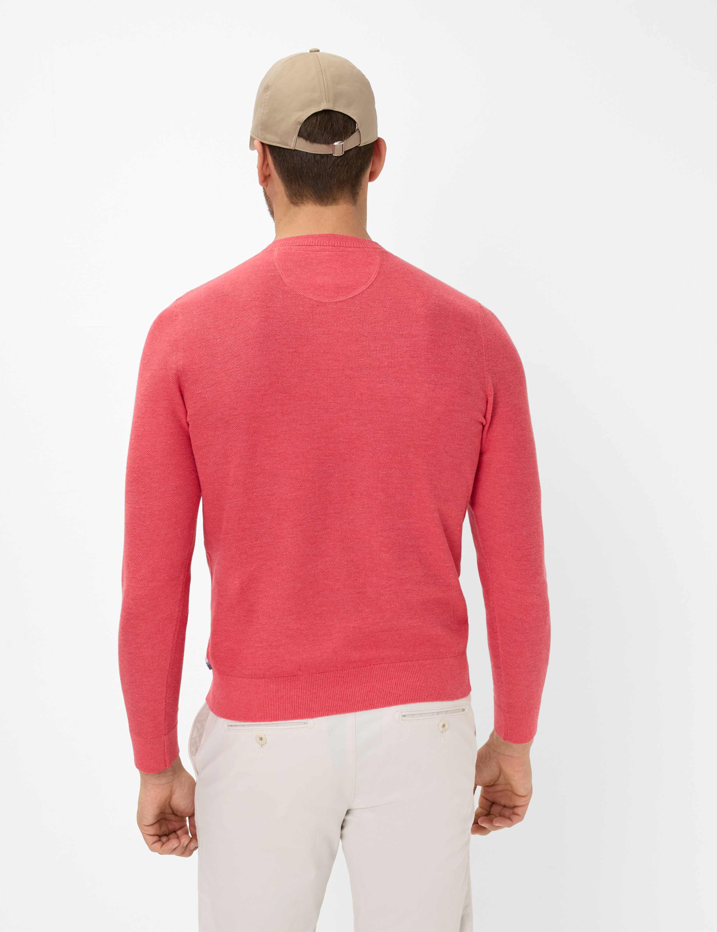 BRAX RICK Strickpullover Rundhals - Sunset Coral Red - 70126800 26-4108-45 von BRAX