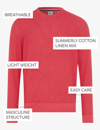 BRAX RICK Strickpullover Rundhals - Sunset Coral Red - 70126800 26-4108-45