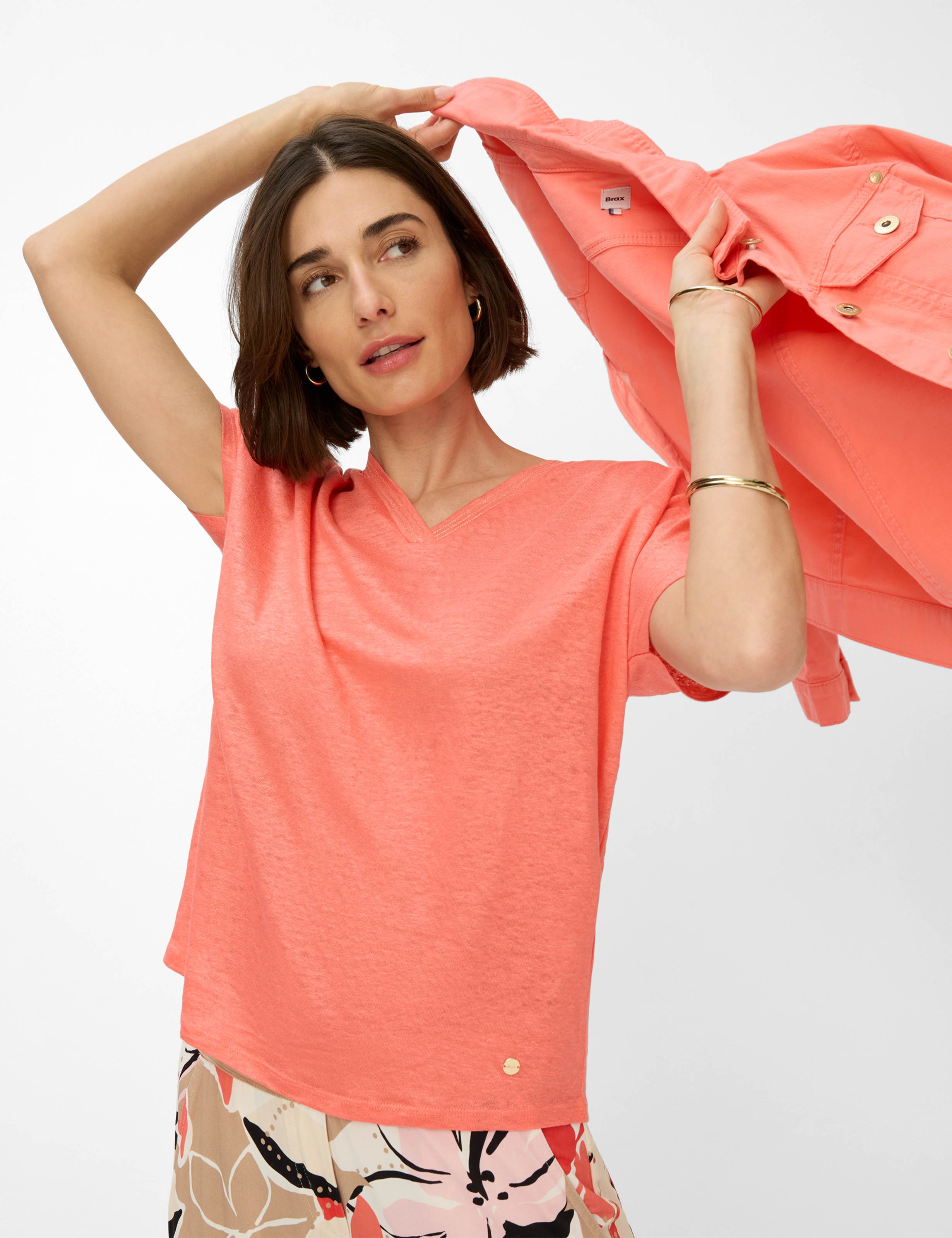 BRAX Caelen Kurzarm T-Shirt - Watermelon Dawn Red - 90638500 31-7208-45 von BRAX