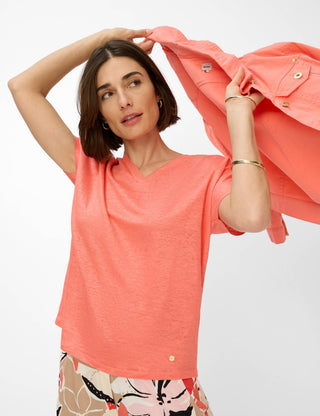 BRAX Caelen Kurzarm T-Shirt - Watermelon Dawn Red - 90638500 31-7208-45