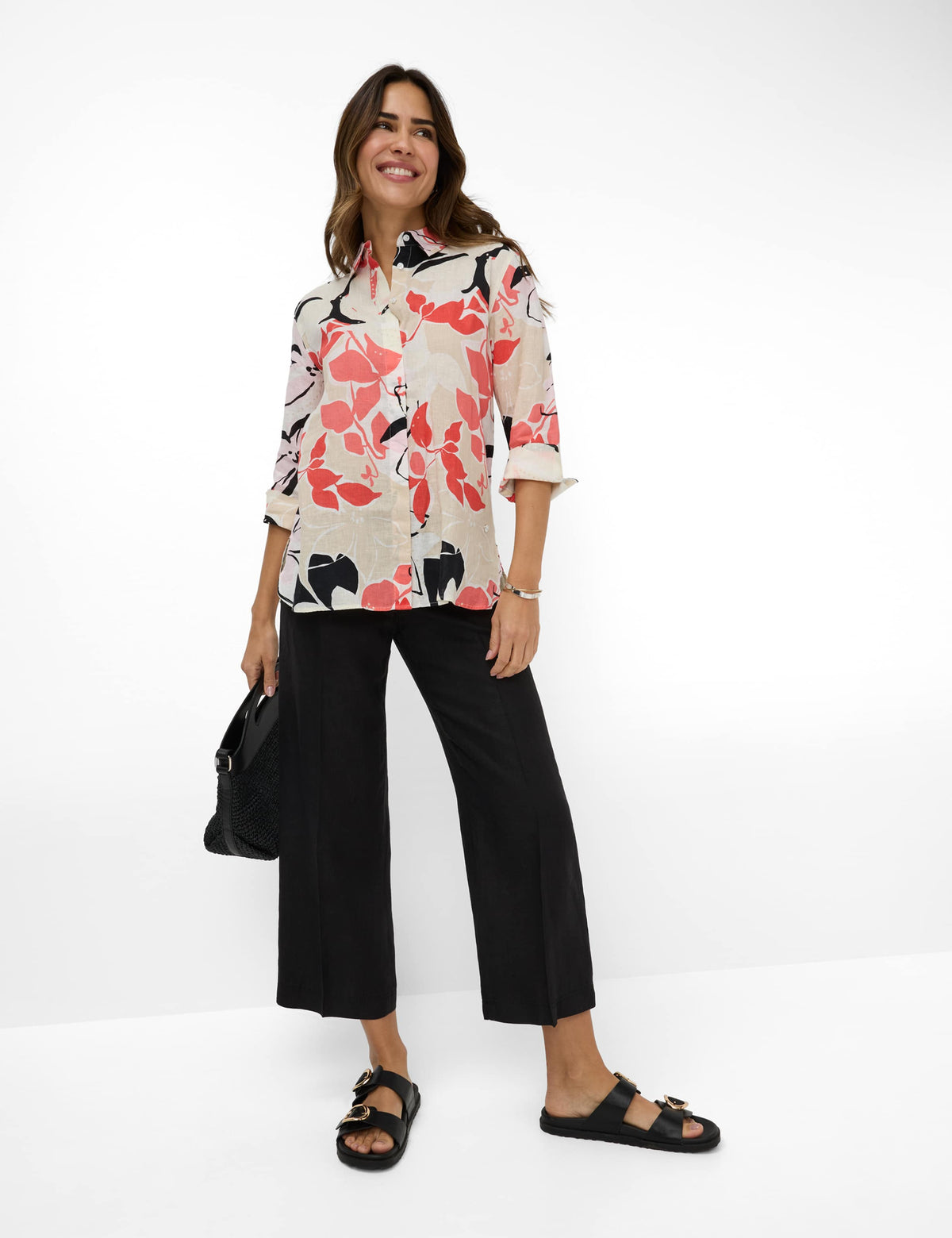 BRAX VICKI 3/4 Bluse - Coral Watercolor Cream - 94120200 41-7648-45 von BRAX