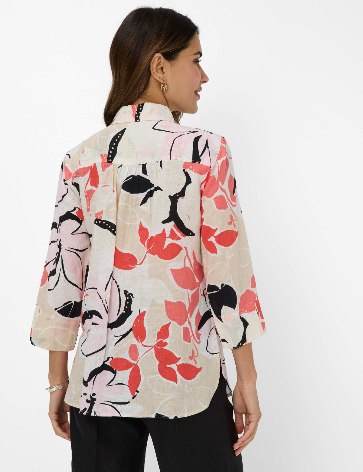 BRAX VICKI 3/4 Bluse - Coral Watercolor Cream - 94120200 41-7648-45 von BRAX