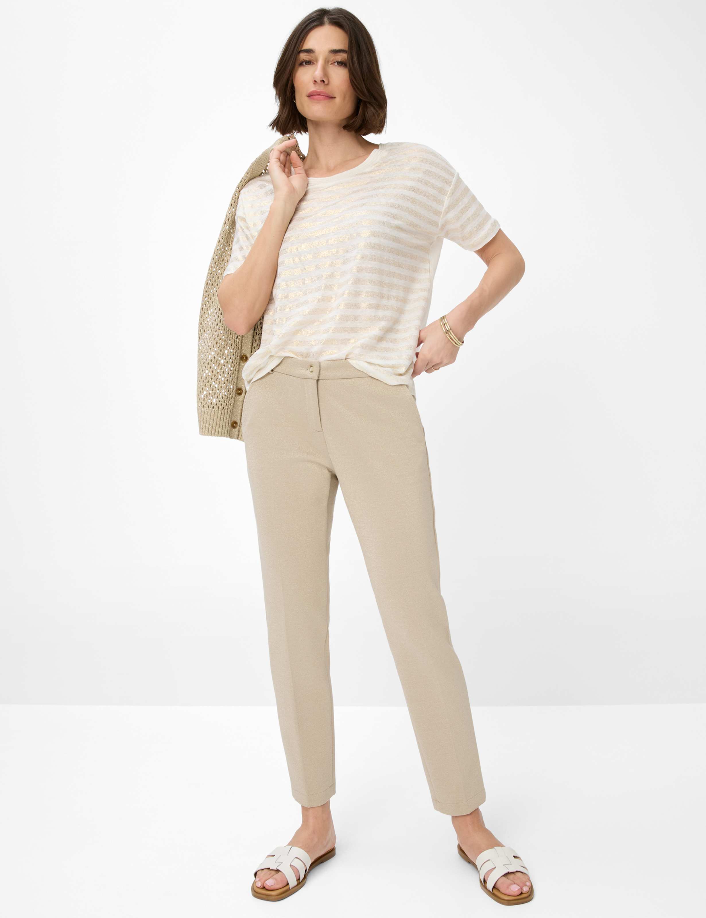 BRAX Candice T-Shirt - Sunlit Almond Stripe - 90638600 36-7218-54 von BRAX