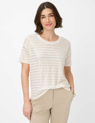 BRAX Candice T-Shirt - Sunlit Almond Stripe - 90638600 36-7218-54