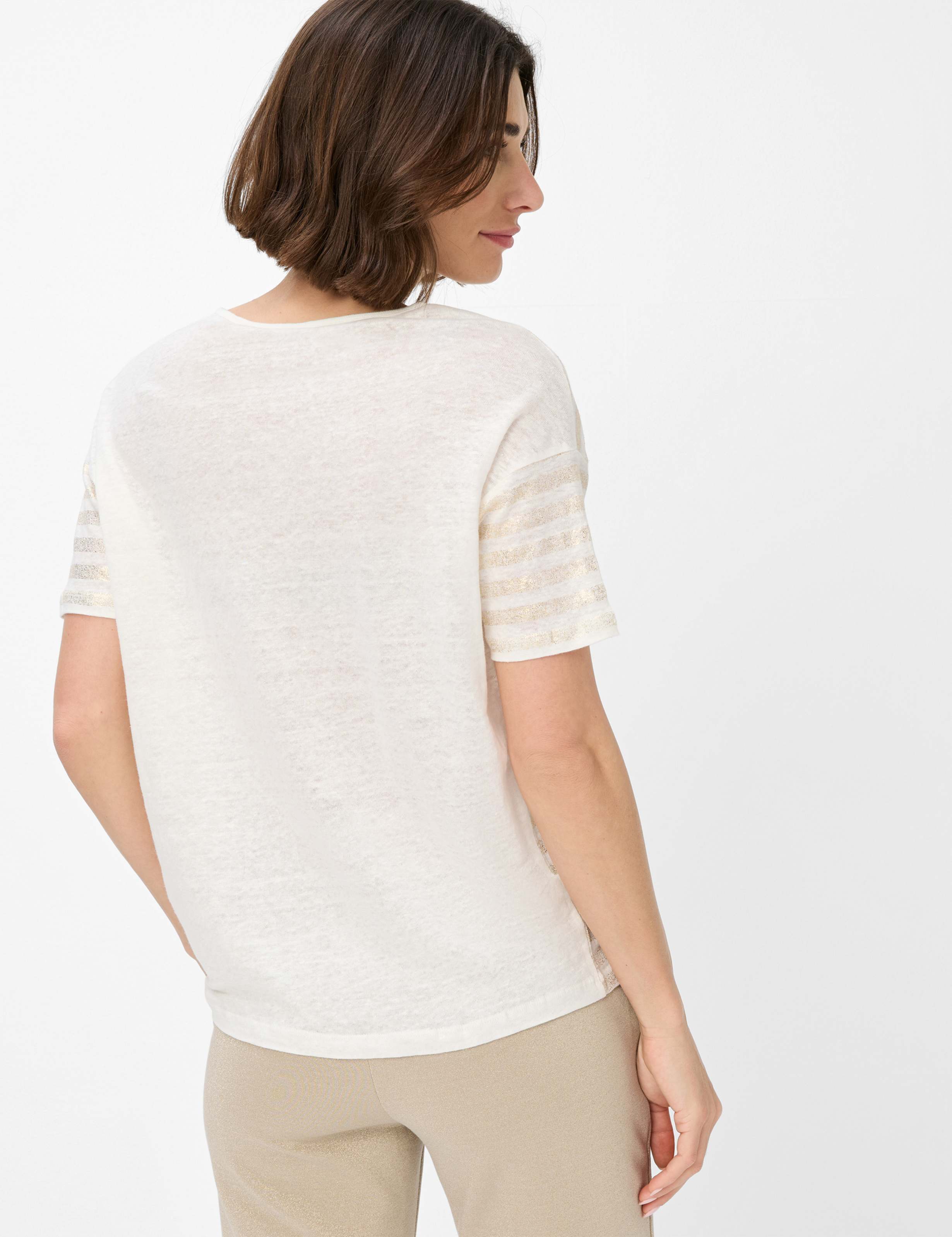 BRAX Candice T-Shirt - Sunlit Almond Stripe - 90638600 36-7218-54 von BRAX