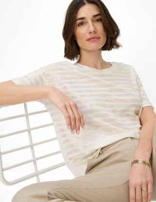 BRAX Candice T-Shirt - Sunlit Almond Stripe - 90638600 36-7218-54